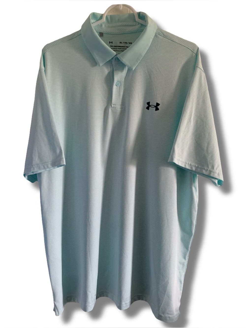 Under Armour Performance Polo Striped Aqua / White Size XL